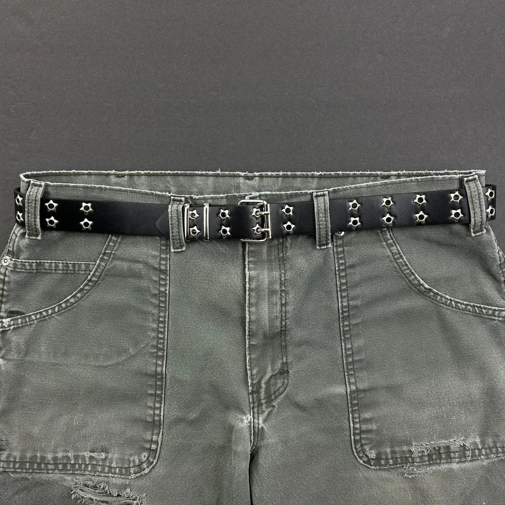 Vintage Y2K black and silver studded punk cyber grunge belt